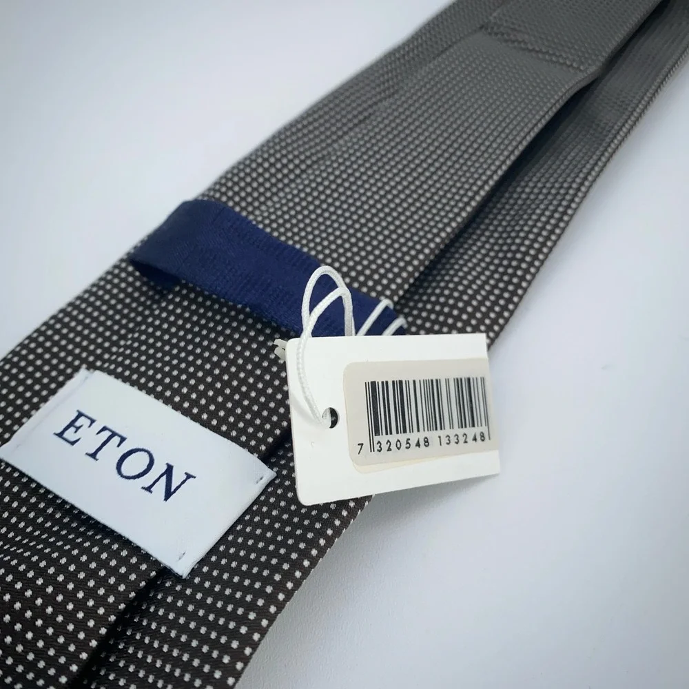 Eton Tie Mens One Size Black White Polka Dot Classic Necktie England‎ Made